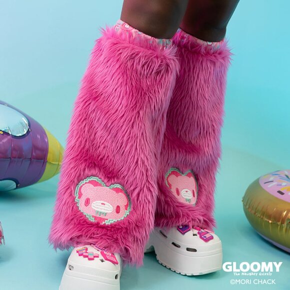 NEW ACDC RAG x Gloomy Bear x Sophie Powers Candy Pink Faux Fur Leg Warmer - Picture 1 of 8